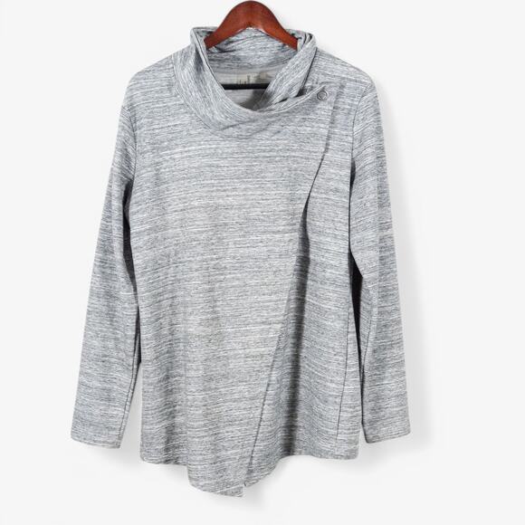Danskin Sweaters - Danskin Women's Cardigan Gray Asymmetrical Cowl Neck Lightweight Jacket Large